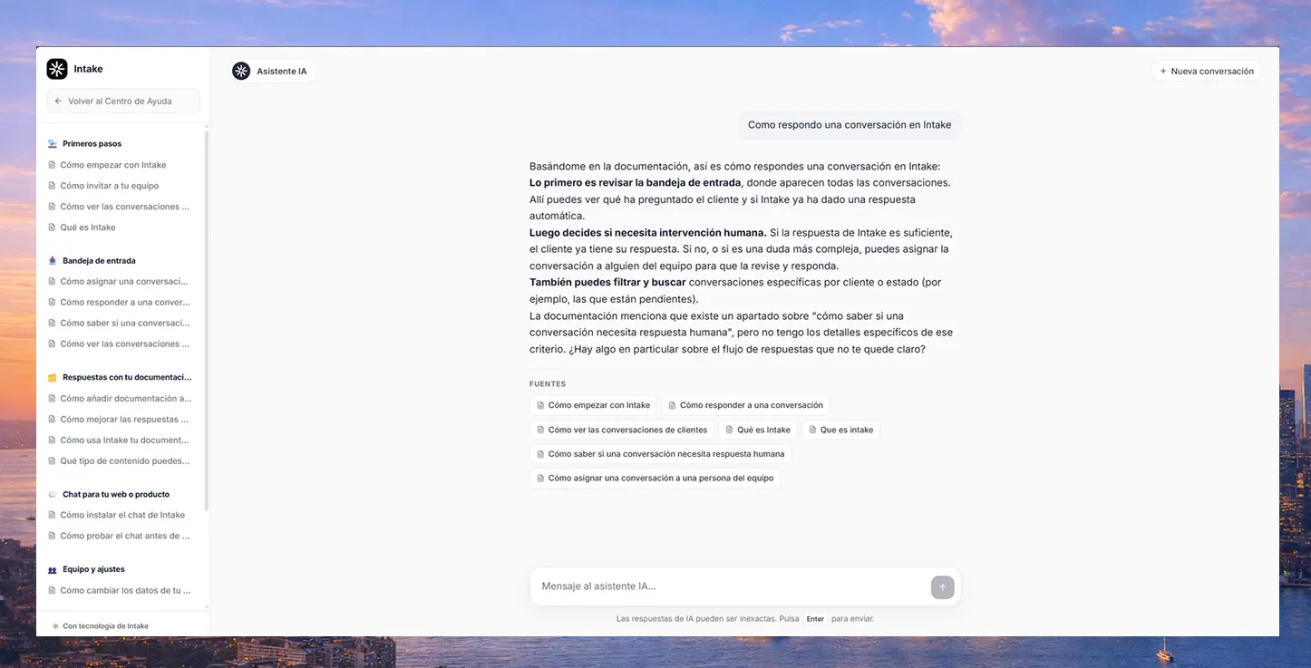 Knowledge base and help center inside the support workspace